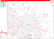 Castro Valley  Wall Map Red Line Style